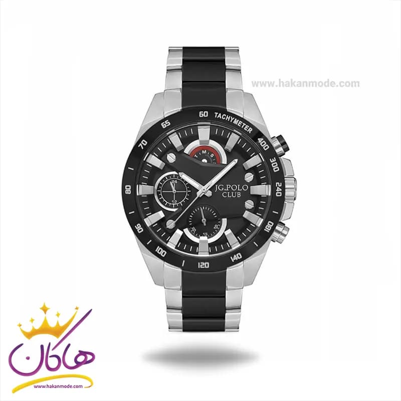 ساعت مچی جی جی پولو مردانه فلزی نقره ای مشکی JPC.1023L.11712/1