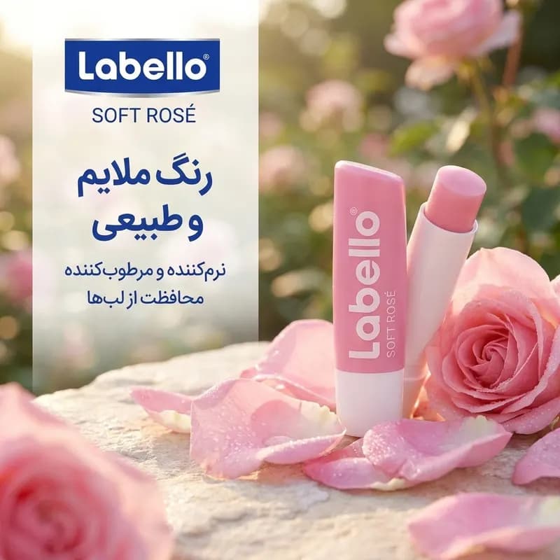 بالم لب نرم‌کننده و مرطوب‌کننده لابلو مدل Soft Rose با رنگ ملایم و محافظت از لب‌ها — تصویر ۲