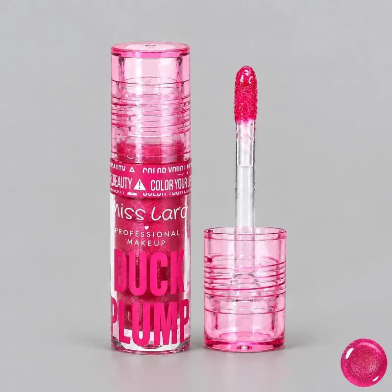 برق لب مایع حجم دهنده میس لارا مدل DUCK PLUMP با شماره رنگ 4 و جلوه براق