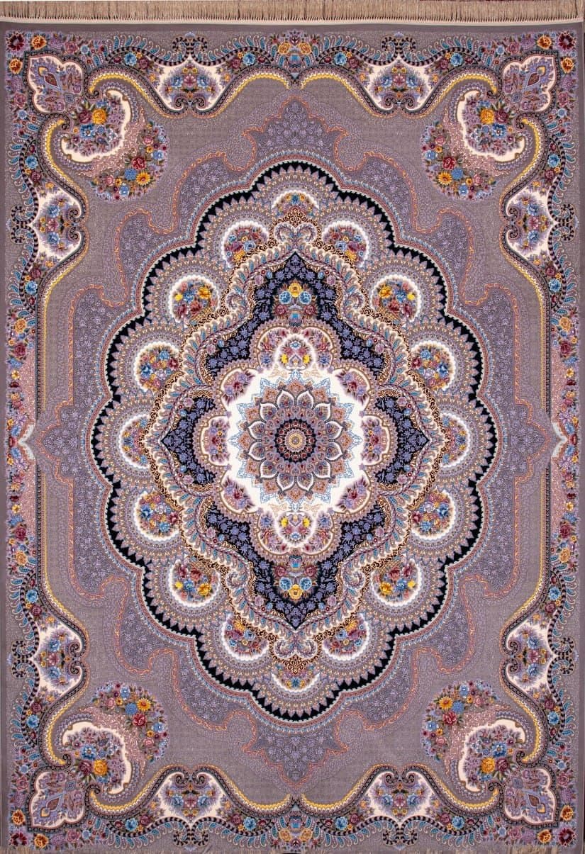 فرش ۱۲۰۰ شانه نقشه باغ ملک زمینه ترمه ای