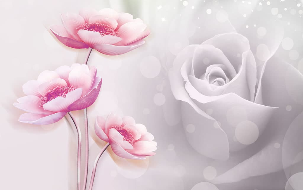 پوستر دیواری سه بعدی گل پامچال صورتی FL0245 — تصویر ۲