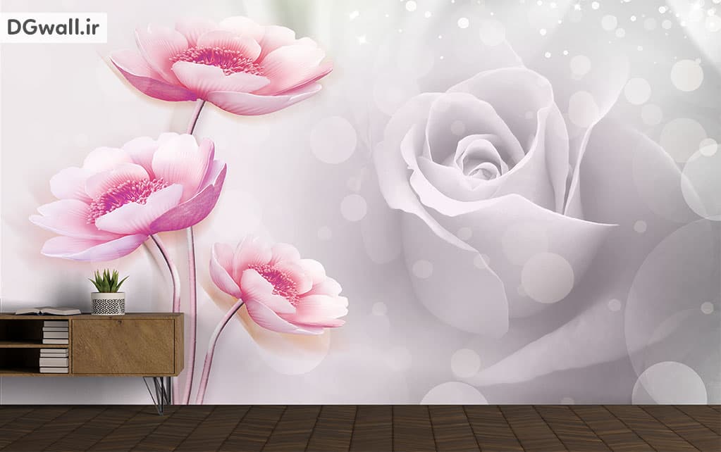 پوستر دیواری سه بعدی گل پامچال صورتی FL0245