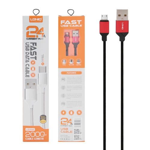 کابل تبدیل USB به MicroUSB الدینیو مدل LS-392 طول 2 متر