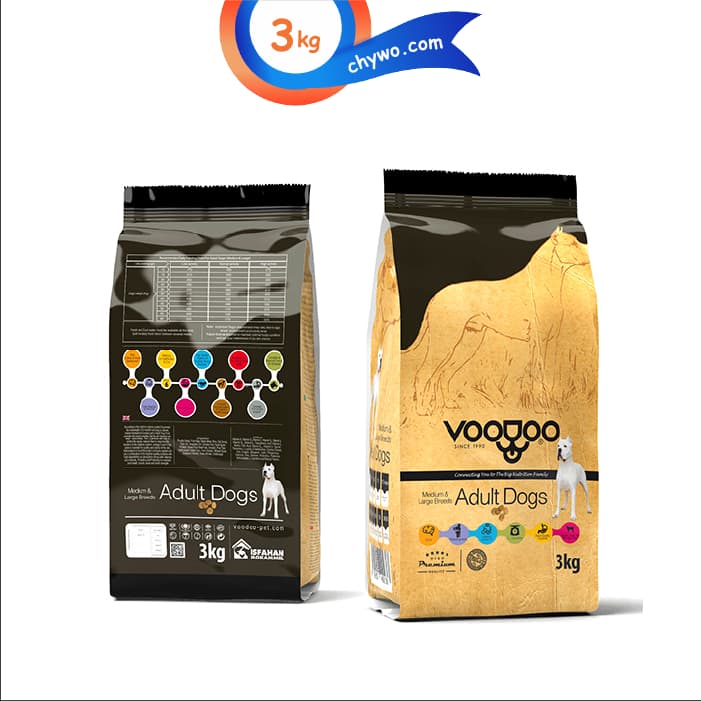 غذای خشک سگ بالغ نژاد متوسط و بزرگ وودو طعم مرغ و ماهی و برنج وزن 3 کیلوگرم VooDoo
