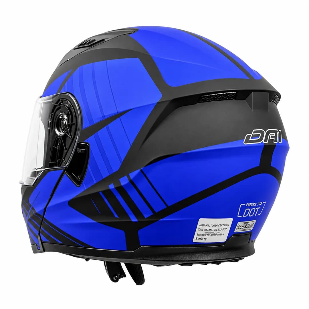 کلاه کاسکت فک متحرک DA1 مدل 105MATT BLACK GRAPHIC BLUE — تصویر ۴