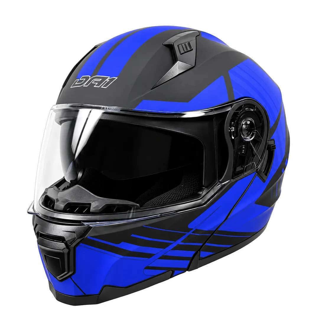 کلاه کاسکت فک متحرک DA1 مدل 105MATT BLACK GRAPHIC BLUE