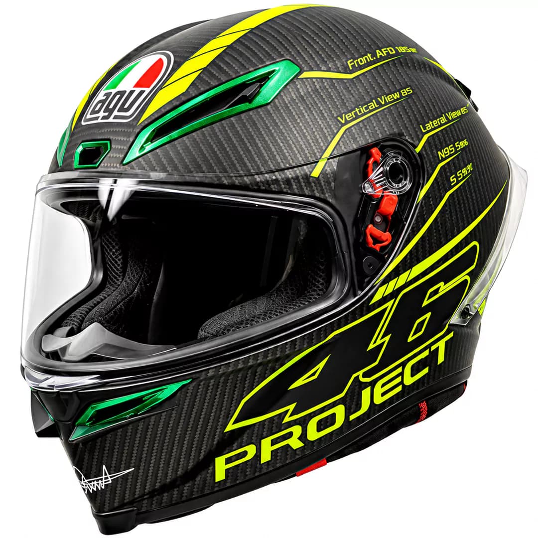 کلاه کاسکت فک ثابت طرح AGV مدل MATT BLACK CARBON PHOSPHORIC46