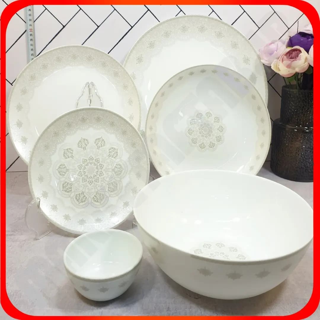 سرویس 26 پارچه گرد کلاسیک ریحانه خاکستری آرکوپال دینو