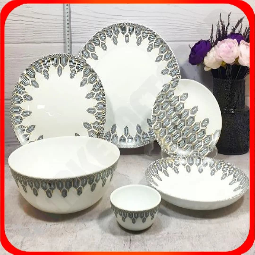 سرویس 26 پارچه گرد کلاسیک آدلیا خاکستری فیروزه ای آرکوپال دینو