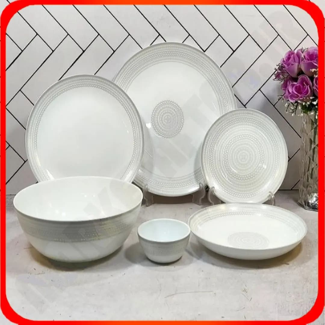 سرویس 26 پارچه گرد کلاسیک نلین خاکستری آرکوپال دینو