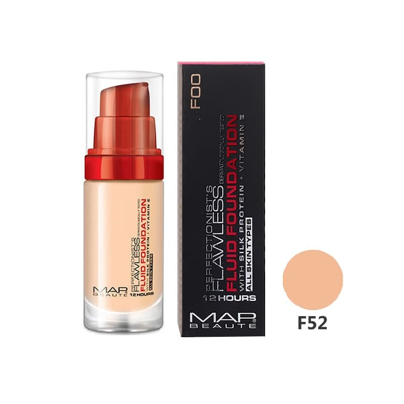 کرم پودر پمپی فلوئید مپ بوته Map Beaute Cream Foundation Fluid F52
