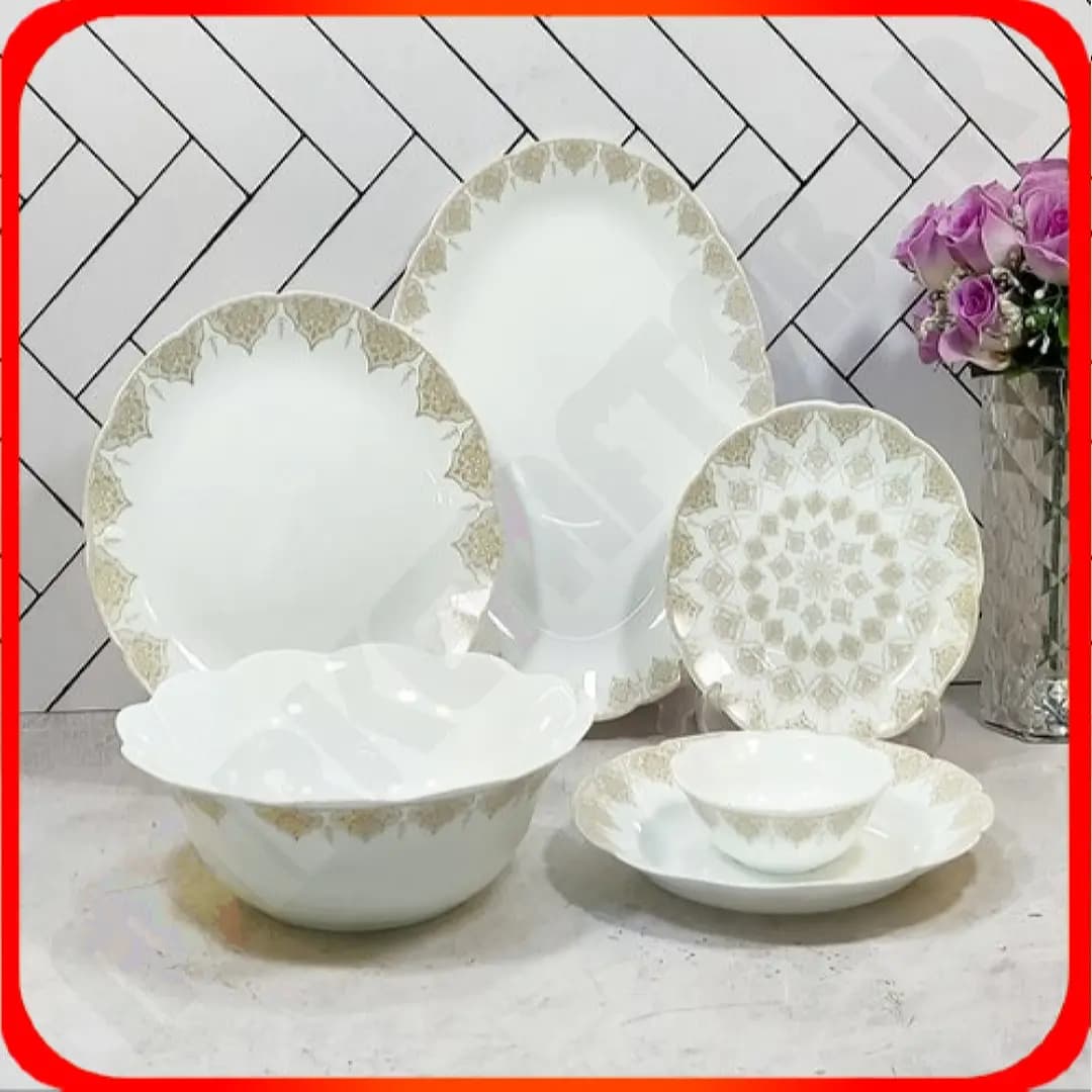 سرویس 26 پارچه گرد نیلوفری 702 قهوه ای آرکوپال دینو