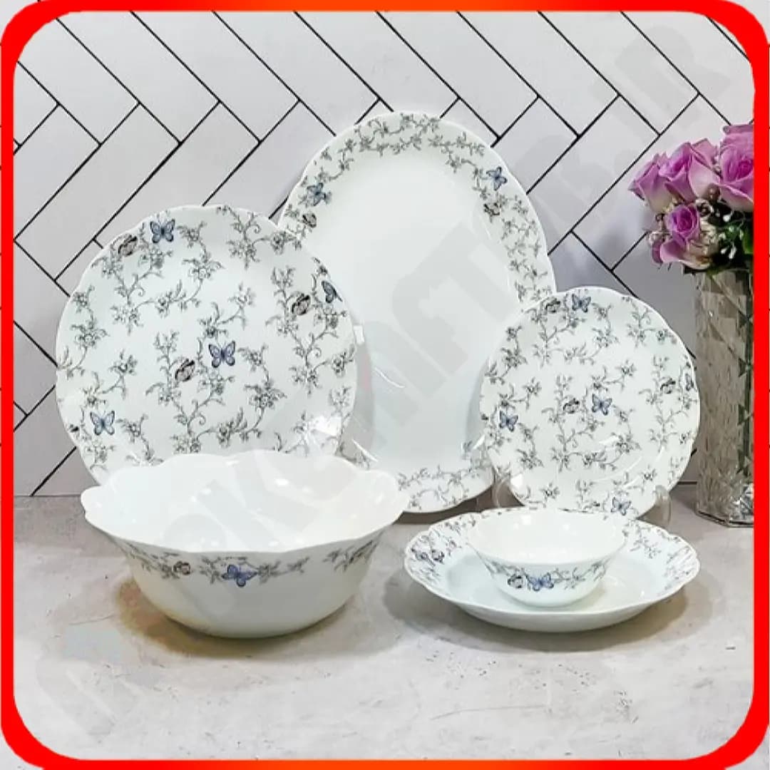 سرویس 26 پارچه گرد نیلوفری 707 خاکستری آرکوپال دینو