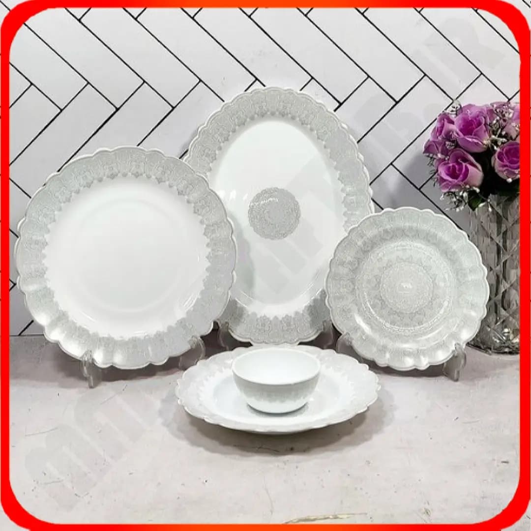 سرویس 25 پارچه گرد کنگره کیان خاکستری آرکوپال آیروپال