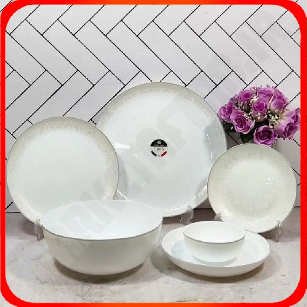 سرویس ۲۶ پارچه دیوالی گلدار ۵۰۰۲۰ کرم (استراکچر) گلدن اپال