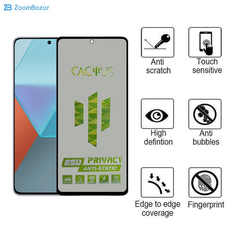 گلس پرایوسی اپیکوی مدل Cactus-ESD-Privacy مناسب برای گوشی موبایل شیائومی Redmi Note 13 Pro 4G/5G /Note 13 4G/5G /Note 13R Pro — تصویر ۵