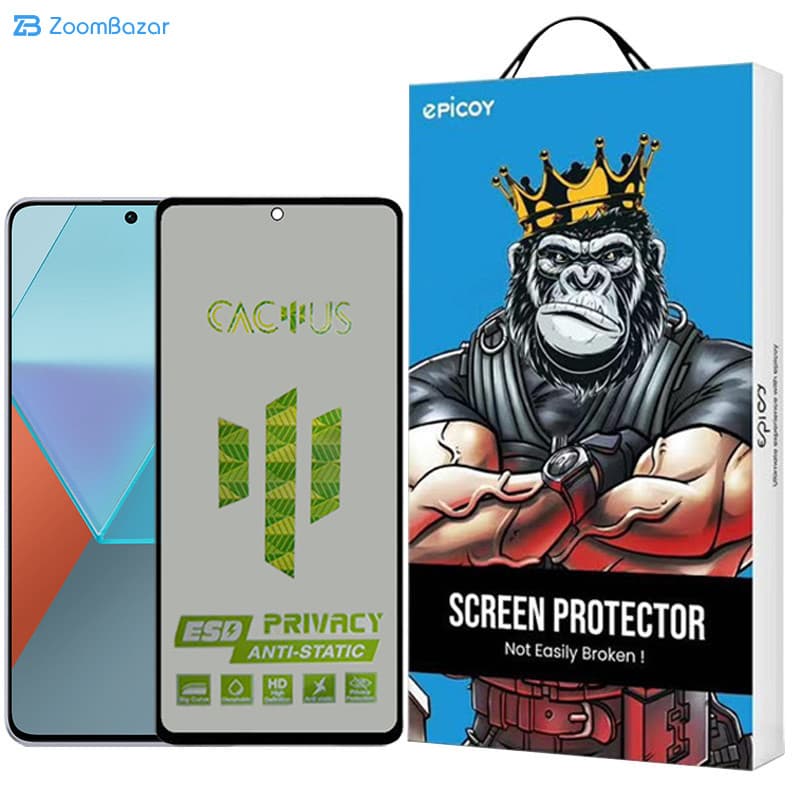 گلس پرایوسی اپیکوی مدل Cactus-ESD-Privacy مناسب برای گوشی موبایل شیائومی Redmi Note 13 Pro 4G/5G /Note 13 4G/5G /Note 13R Pro — تصویر ۲