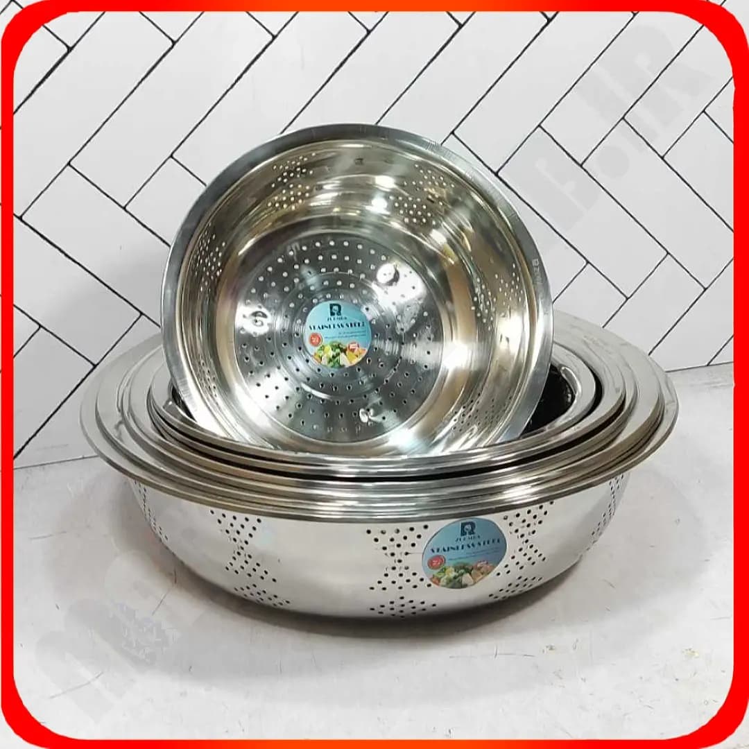 سرویس آبکش گرد بدون دسته 7 پارچه استیل L5256 زومبا