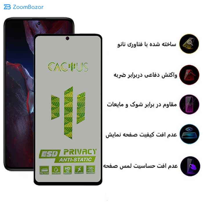 گلس پرایوسی اِپیکوی مدل Cactus-ESD-Privacy مناسب برای گوشی موبایل شیائومی Xiaomi Poco F5 Pro /Poco F5 /Poco F4 GT /Poco F4 /Poco F3 GT / F3 — تصویر ۸