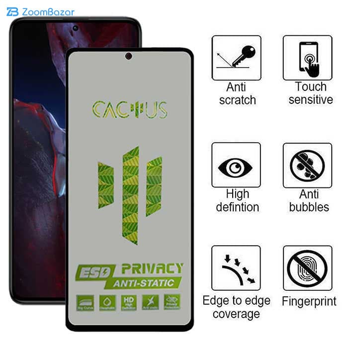 گلس پرایوسی اِپیکوی مدل Cactus-ESD-Privacy مناسب برای گوشی موبایل شیائومی Xiaomi Poco F5 Pro /Poco F5 /Poco F4 GT /Poco F4 /Poco F3 GT / F3 — تصویر ۴