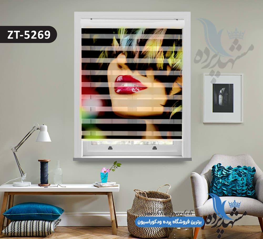پرده زبرا تصویری چاپی طرح چهره کد ZT5269