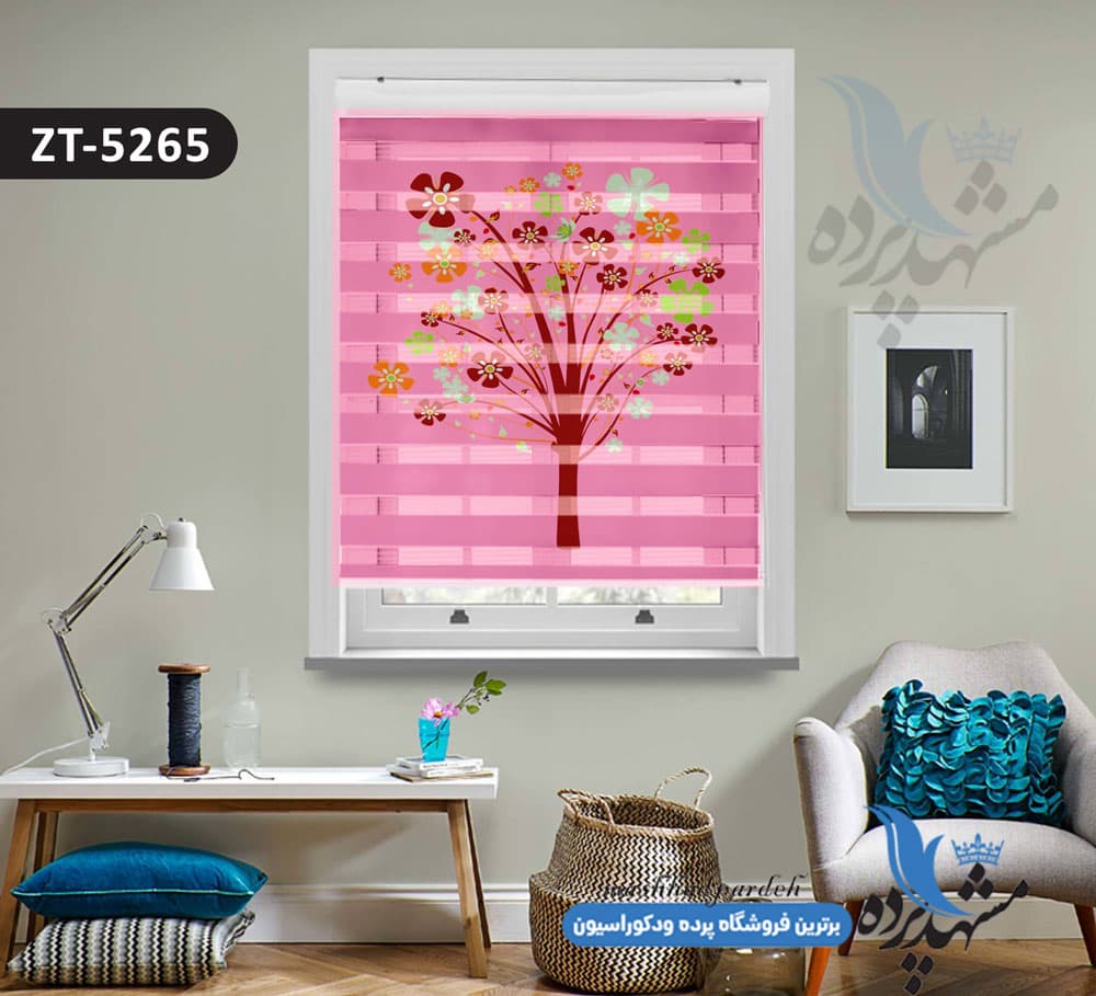 پرده زبرا تصویری چاپی طرح شکوفه درخت کد ZT5265