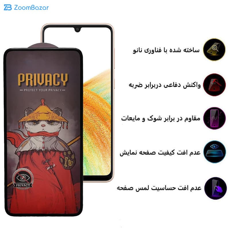 گلس پرایوسی اِپیکوی مدل Privacy Airbag مناسب برای گوشی موبایل سامسونگ Galaxy A33 /A32 4G/A31/A30S/A22 4G/A30/A50/A50s/A40s/A20/M32 4G/M30s/F41/F22 — تصویر ۵
