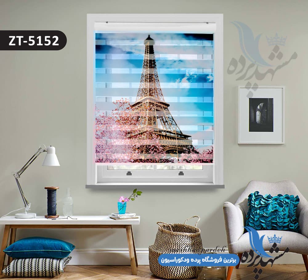 پرده زبرا تصویری چاپی طرح برج ایفل کد ZT5152