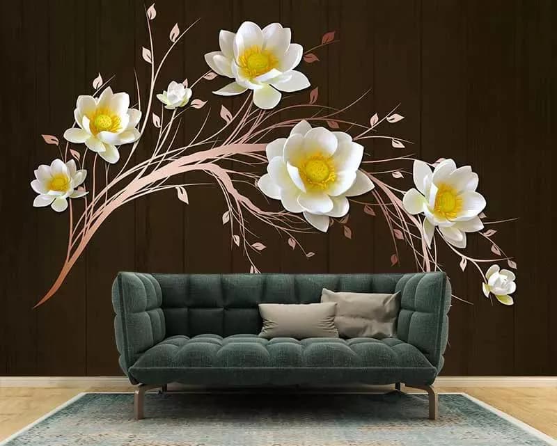 کاغذ دیواری سه بعدی گل لوتوس