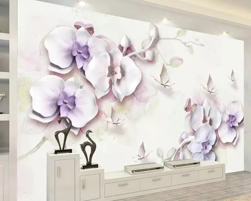 پوستر دیواری سه بعدی طرح مگنولیا بنفش
