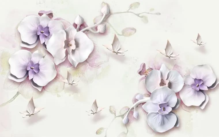 پوستر دیواری سه بعدی طرح مگنولیا بنفش — تصویر ۲