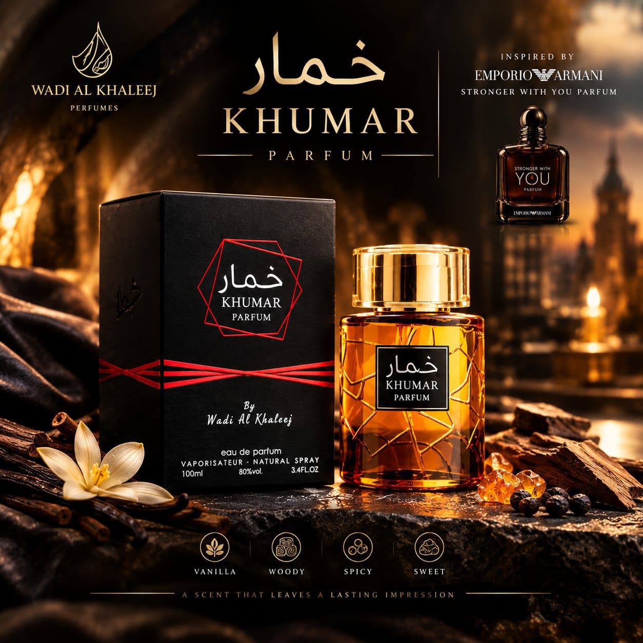 عطر ادکلن خمار پارفوم وادی الخلیج مشابه استرانگر ویت یو پارفوم حجم 100 میل