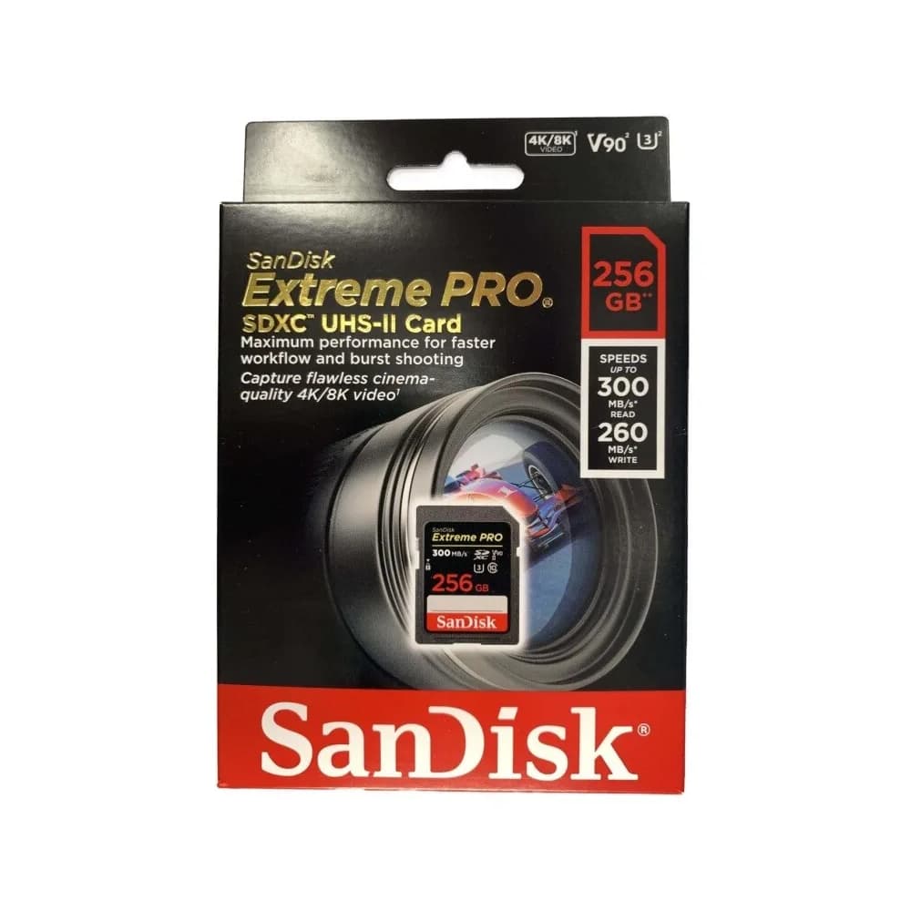 کارت حافظه سندیسک Extreme Pro sdxc uhs-ii حافظه 256 گیگابایت سرعت 300 مگابایت — تصویر ۲