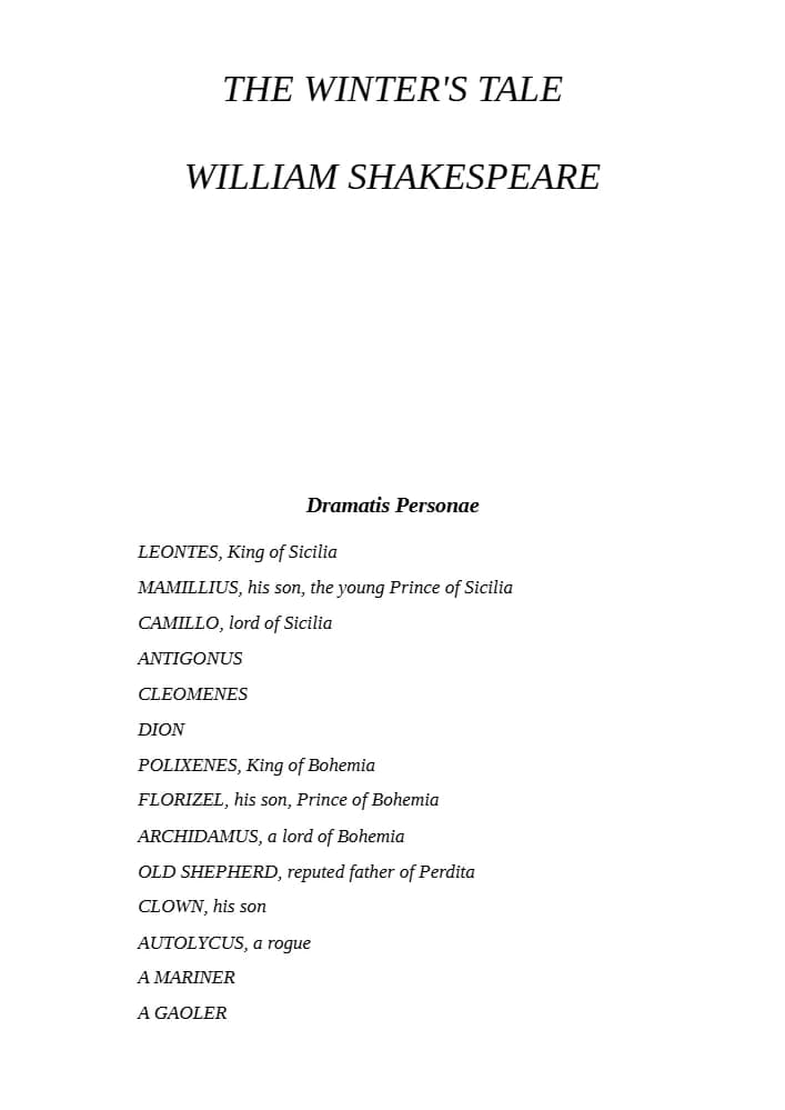 کتاب داستان زمستان (The Winter’s Tale) نسخه انگلیسی PDF | ویلیام شکسپیر