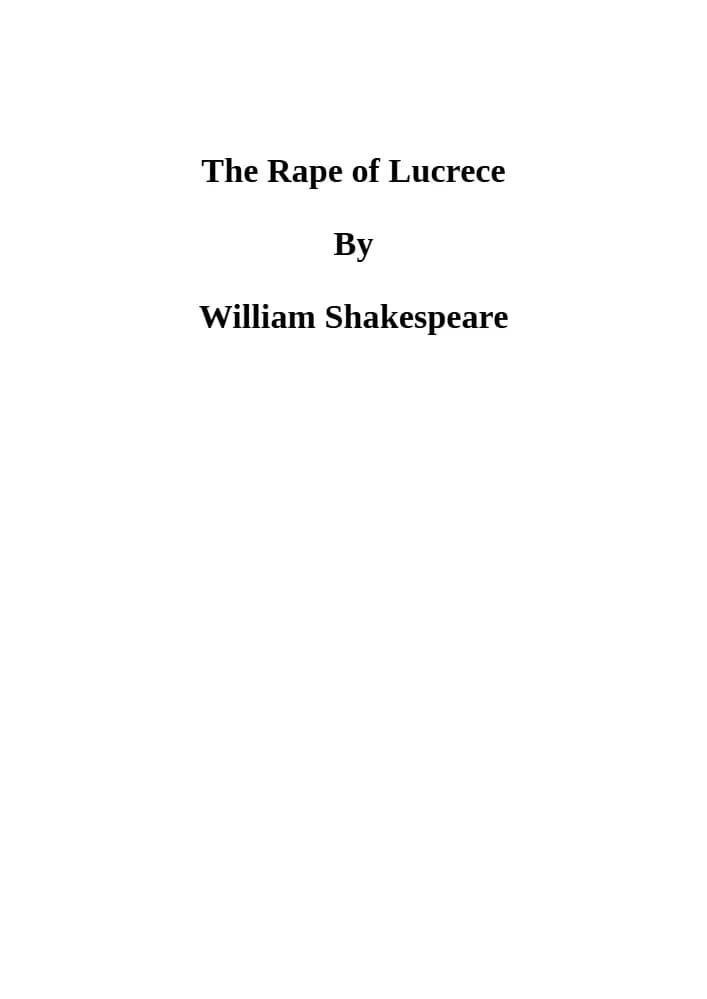 کتاب تجاوز به لوکرس (The Rape of Lucrece) نسخه انگلیسی PDF | ویلیام شکسپیر