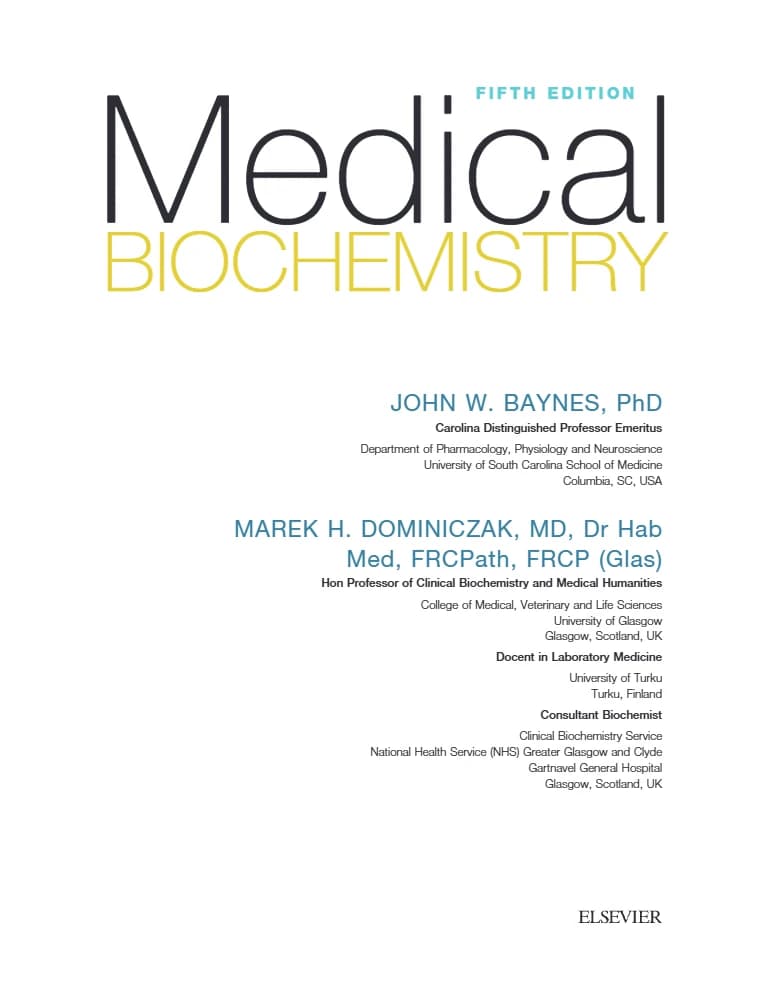 کتاب Medical Biochemistry, 5th Edition (بیوشیمی پزشکی، ویرایش پنجم) نسخه انگلیسی PDF | جان بی. باینز و مارک اچ. دومینیکزاک