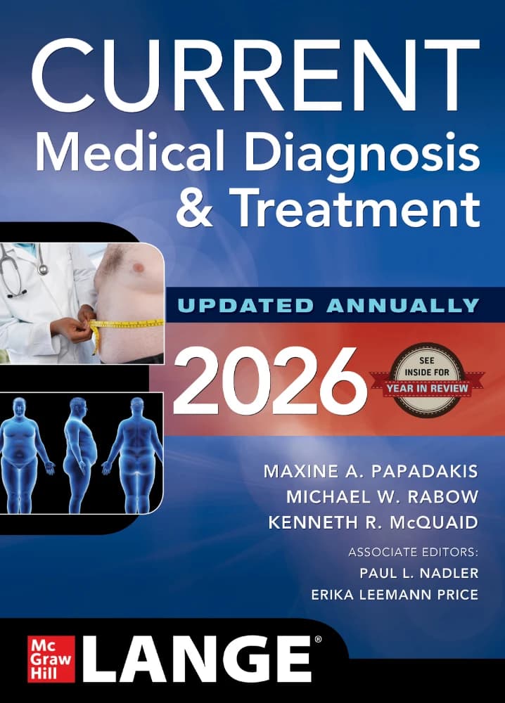 کتاب Current Medical Diagnosis & Treatment 2026 (تشخیص و درمان پزشکی جاری ۲۰۲۶) نسخه انگلیسی PDF | مکسین ای. پاپاداکیس