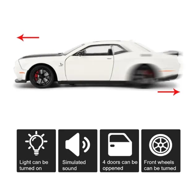 ماشین فلزی دوج چلنجر SRT Hellcat سفید — تصویر ۶