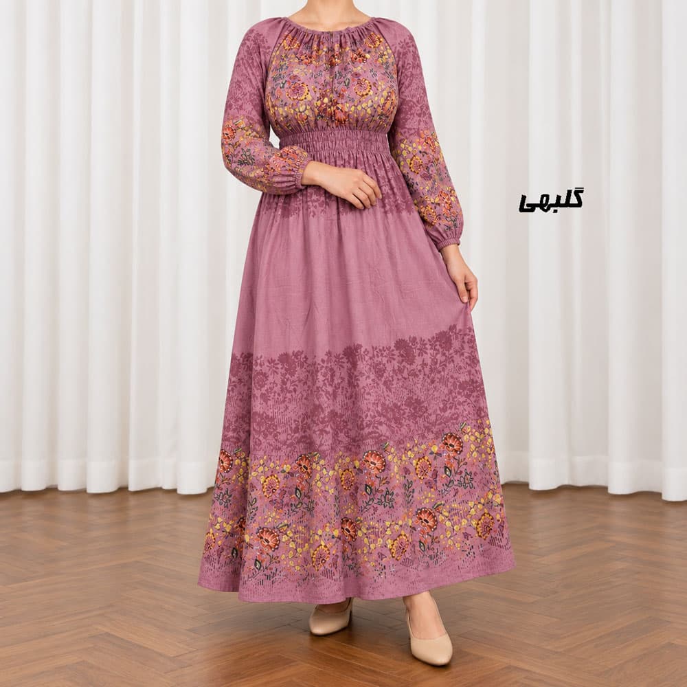 پیراهن ساحلی زنانه کش دار مدل حاشیه برگ کد CH2296 — تصویر ۳