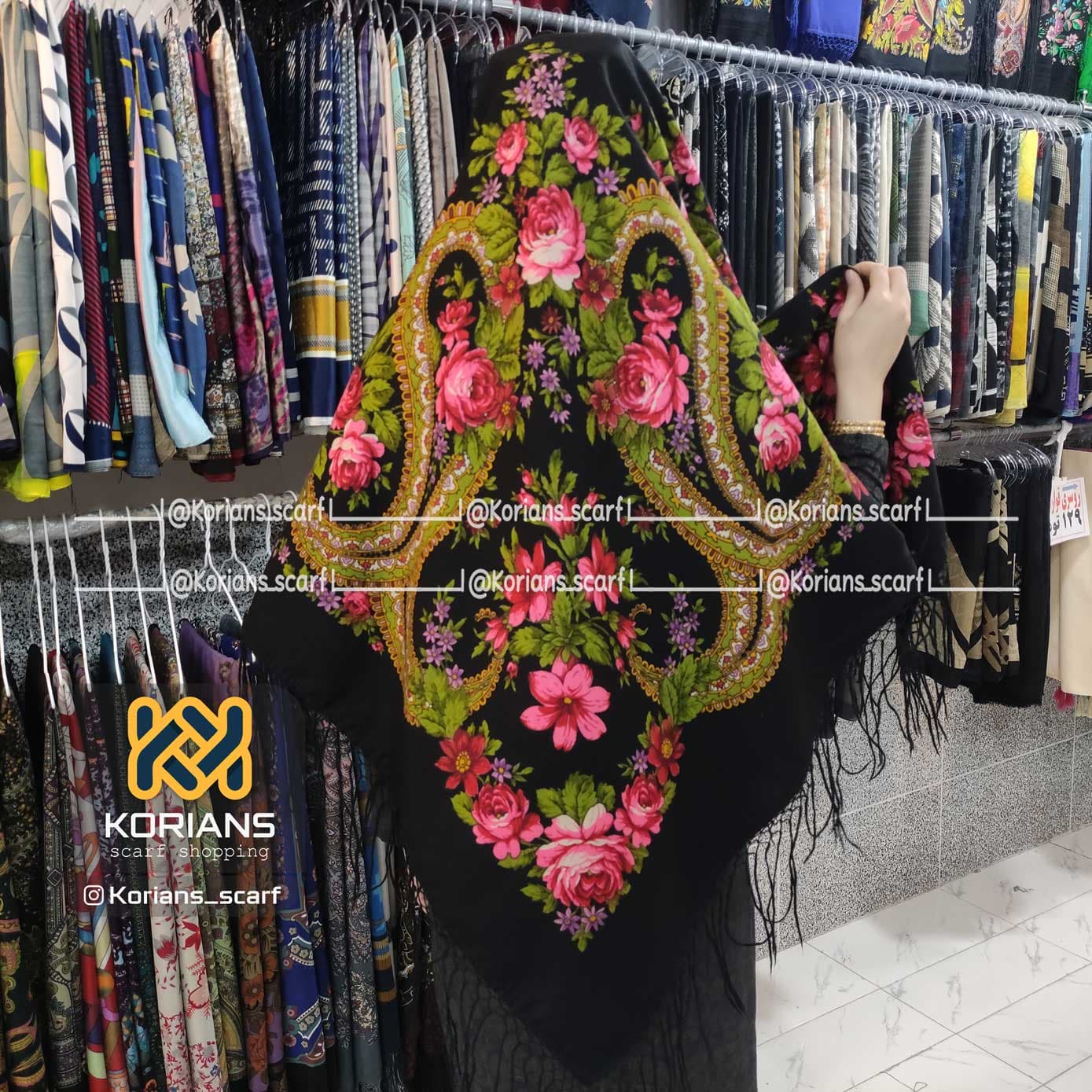 چارقد پشمی مدل دوتار rw7867 — تصویر ۲