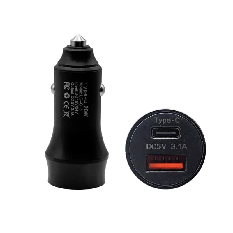 شارژر فندکی با کابل تایپ سی LEITU LC-C15 USB+PD 20W — تصویر ۲
