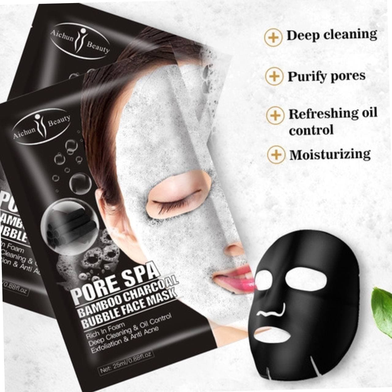 ماسک صورت ورقهای حبابی ذغال بامبو Pore SPA — تصویر ۳