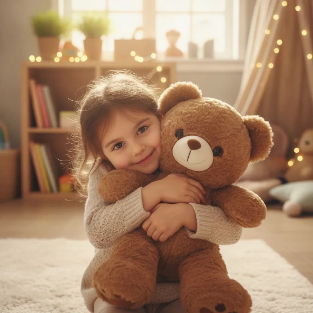 خرس پتودار عروسکی پولیشی قهوه‌ای طرح کلاسیک