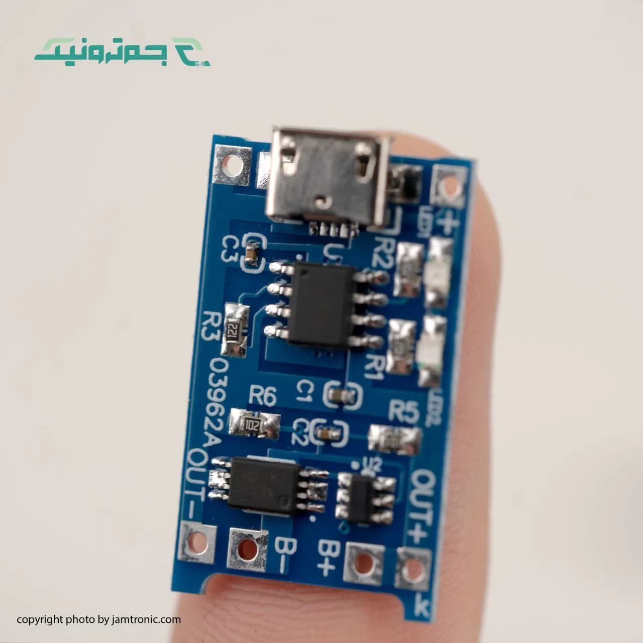 شارژر باتری لیتیومی TP4056 سه چیپ با سوکت اندروید — تصویر ۵