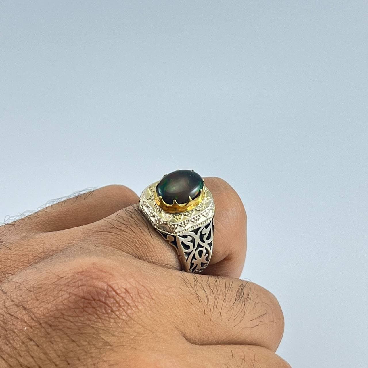 انگشتر نقره دستساز اوپال اتیوپی (AMP.35) — تصویر ۴