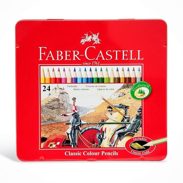 مداد رنگی 24 رنگ کلاسیک جعبه فلزی فابرکاستل