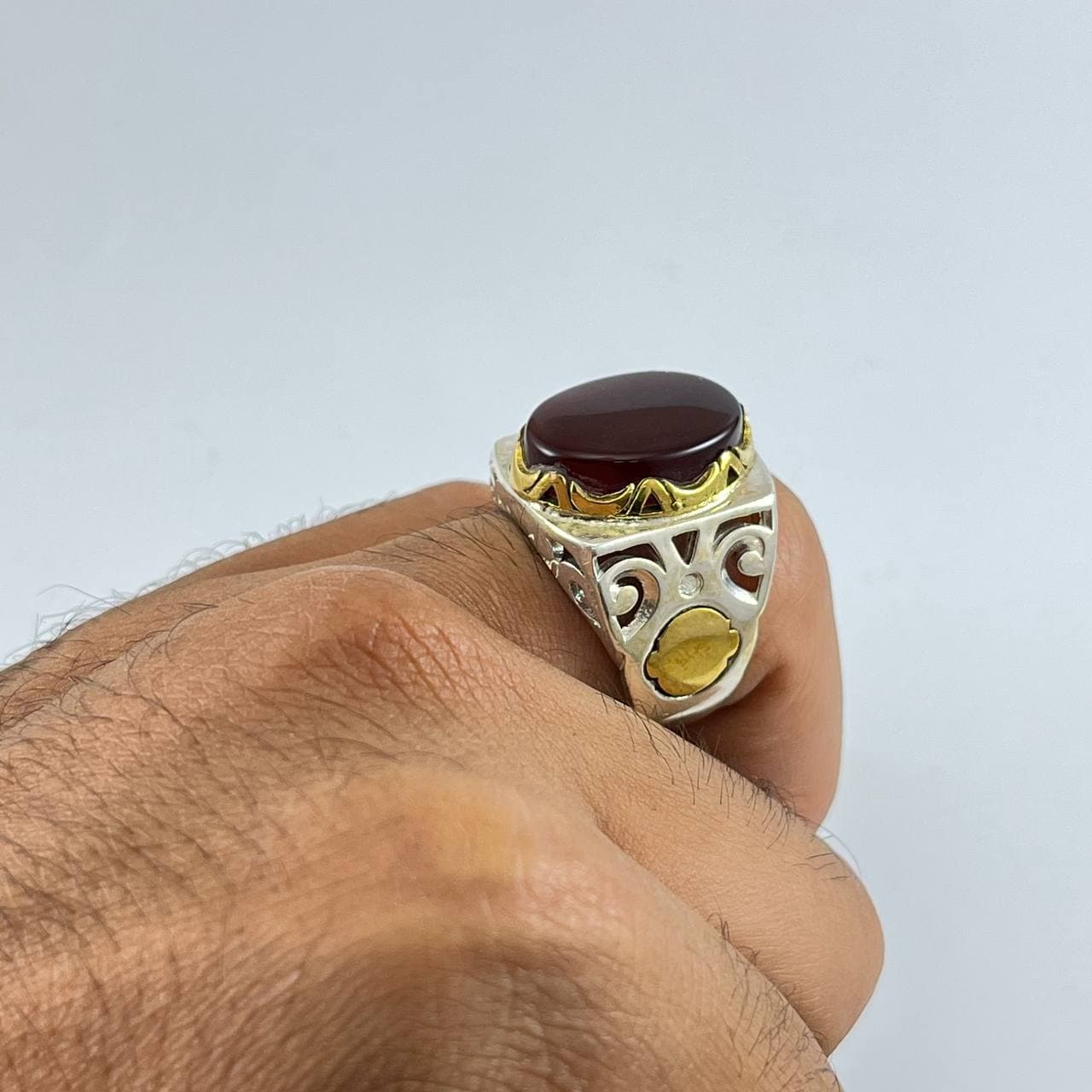 انگشتر نقره عقیق سرخ خراسان {کد:AM.116} — تصویر ۴