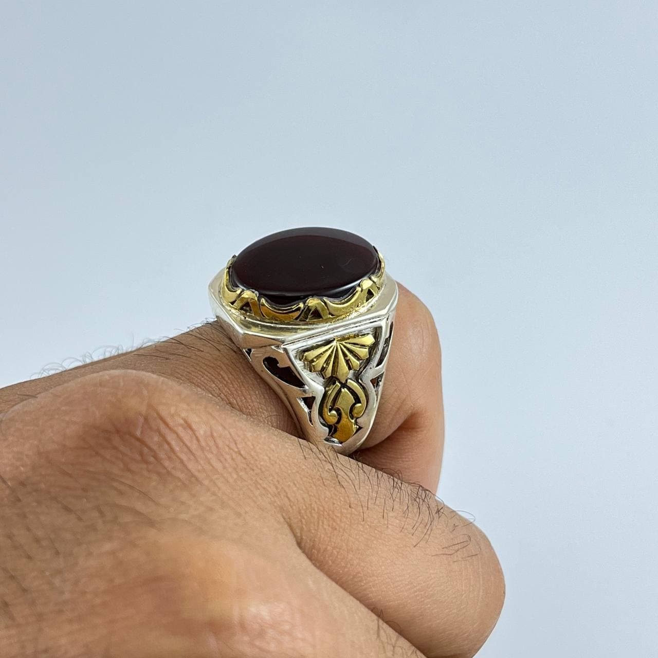 انگشتر نقره عقیق سرخ خراسان (AM.115) — تصویر ۴