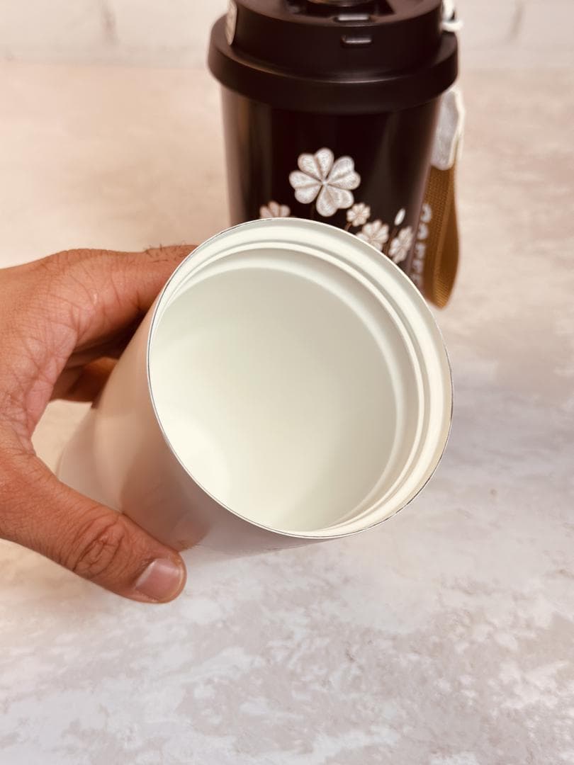 تراول ماگ استیل دوسرنوش طرح گل ژاپنی کد 8282 — تصویر ۵