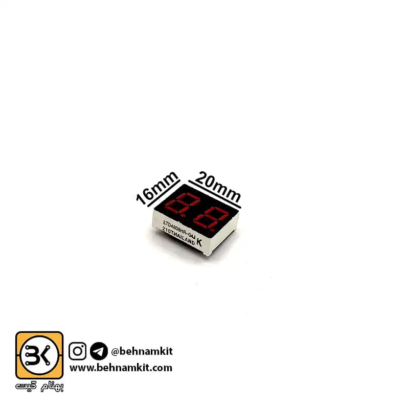 سون سگمنت کاتد 1.5 رقم، قرمز، بدون دات(ظاهر دو رقمی پایه بلند) کد 36